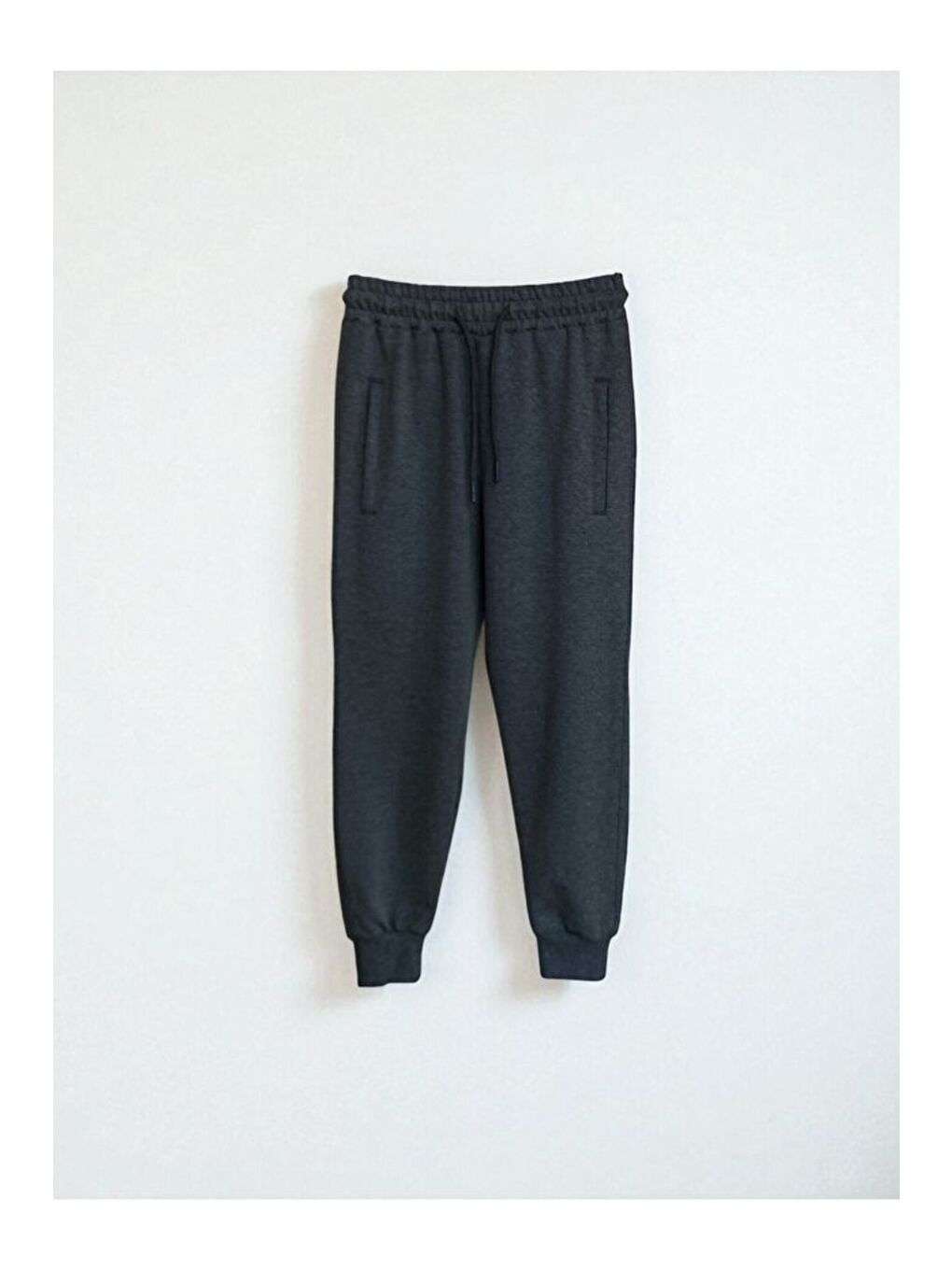 Gri Çocuk Pamuklu 3 İplik Fermuarlı Cepli Manşet Paça Yüksek Kalite Şardonlu Eşofman Altı