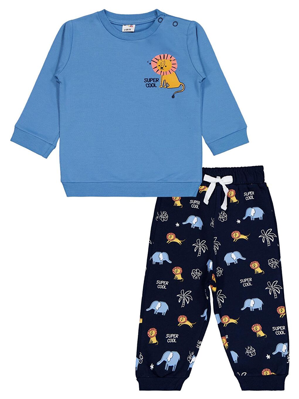 Siyah Baby Safari Baskılı 2'li Set 6-18 Ay Takım - Standart-5