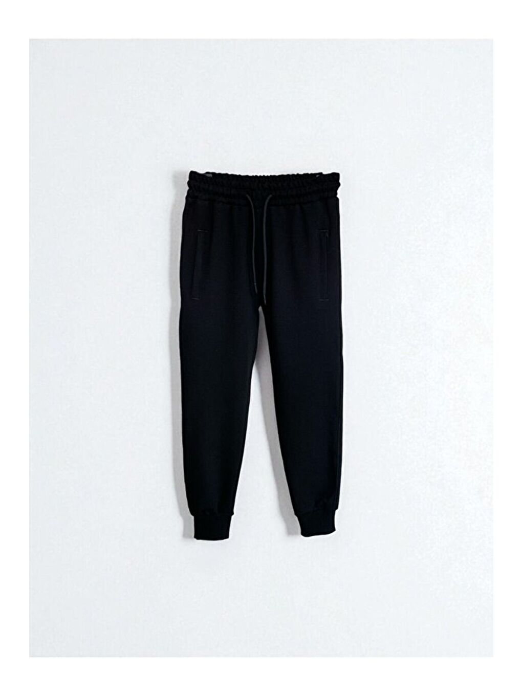 Siyah Çocuk Pamuklu 3 İplik Fermuarlı Cepli Manşet Paça Yüksek Kalite Şardonlu Eşofman Altı