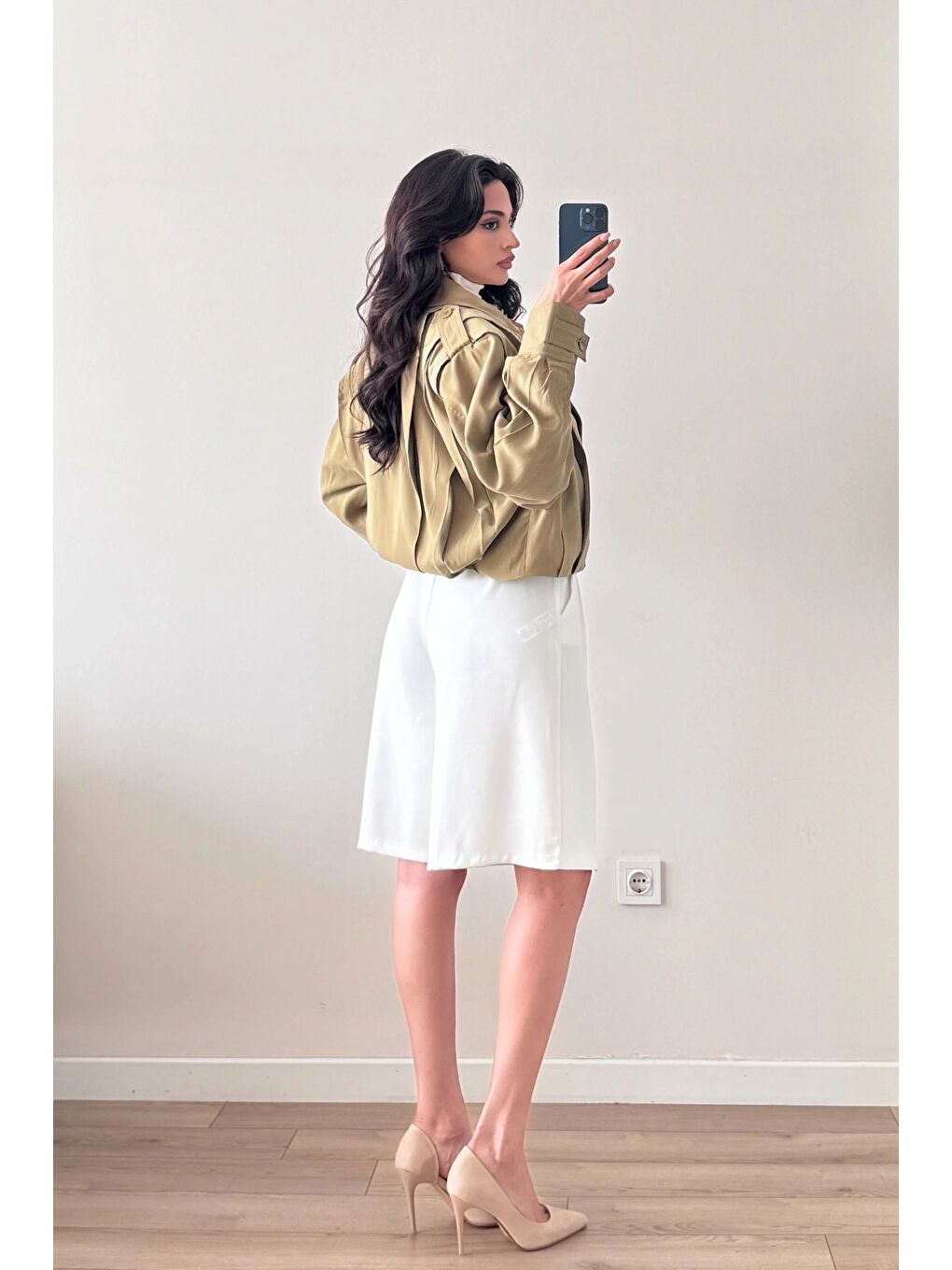 Kadın Beyaz Oversize Şort 1017-4142-1