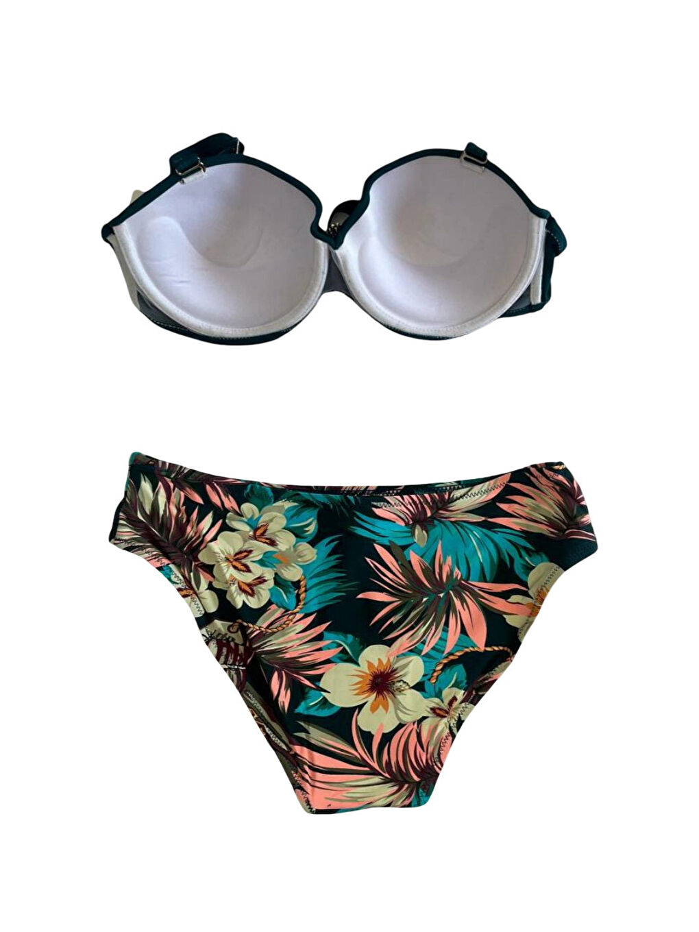 Kadın Zümrüt Yeşil Taş İşlemeli Aksesuar Detaylı Astarlı Bikini Takımı HZL25S-LC4005-3