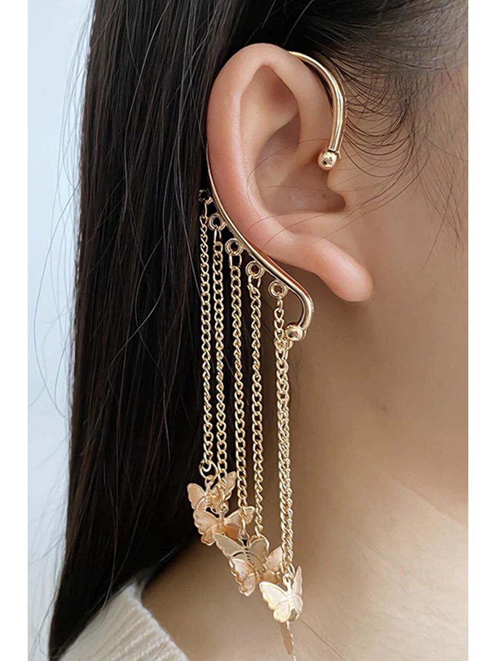 New Obsessions Altın Kulak Deliği Gerektirmeyen Kelebek Ear Cuff Küpe