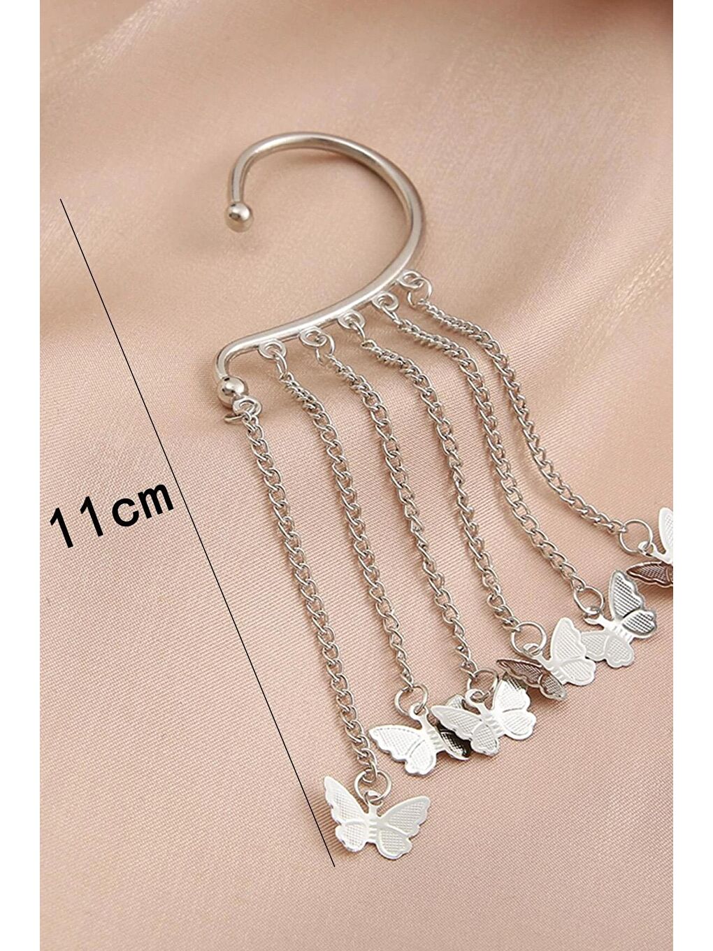 New Obsessions Gümüş Kulak Deliği Gerektirmeyen Kelebek Ear Cuff Küpe - 1