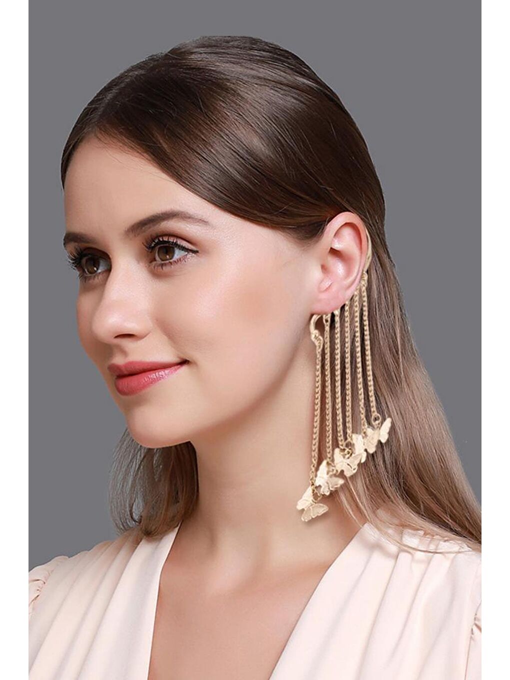 New Obsessions Altın Kulak Deliği Gerektirmeyen Kelebek Ear Cuff Küpe - 3