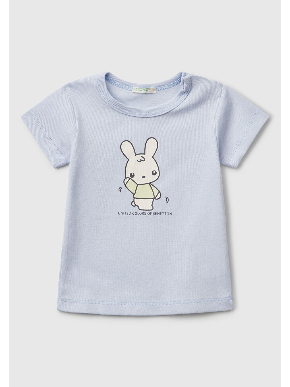 Bebek Toz Mavi Tavşan Baskılı T-Shirt
