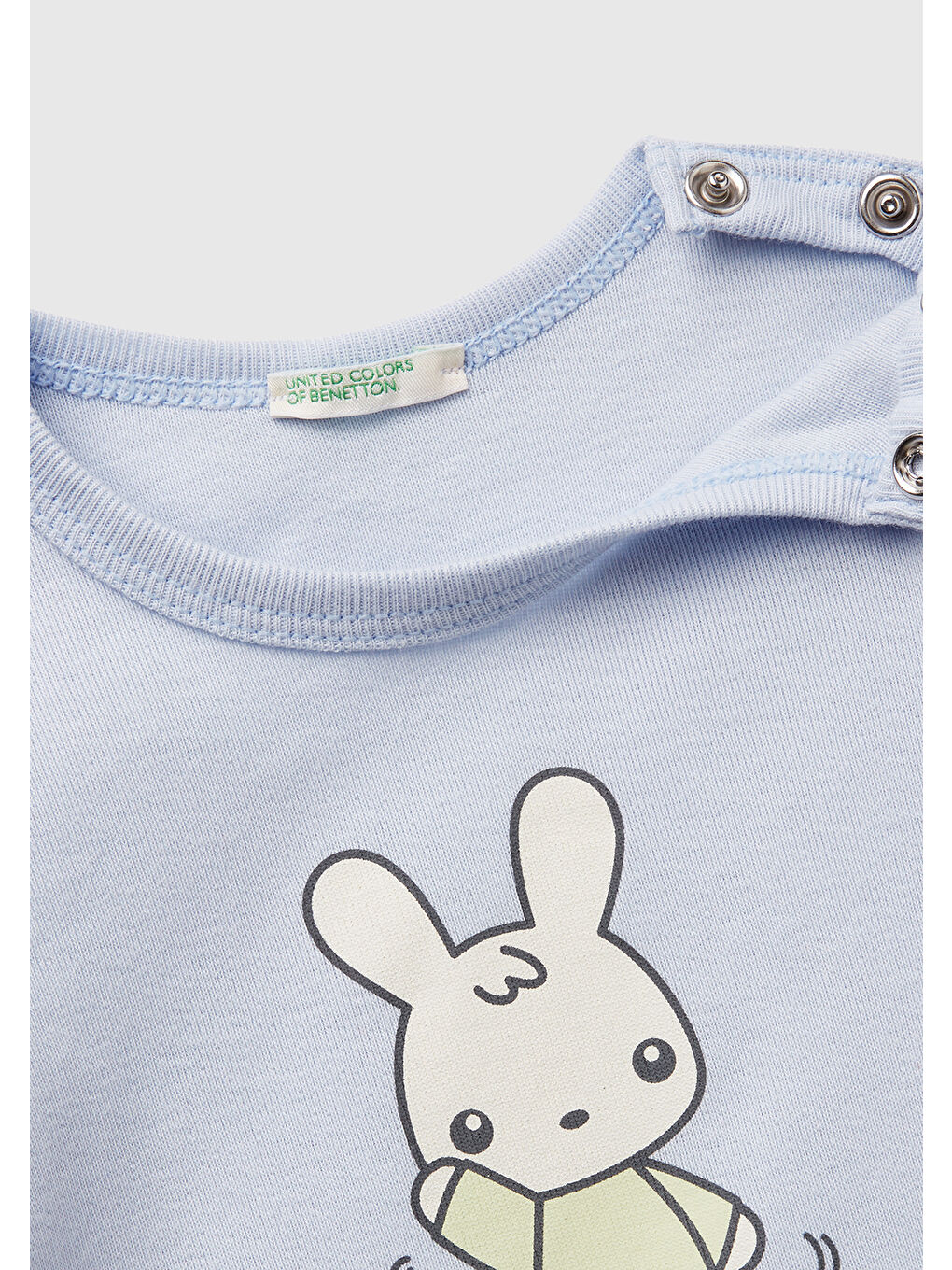 Bebek Toz Mavi Tavşan Baskılı T-Shirt-2