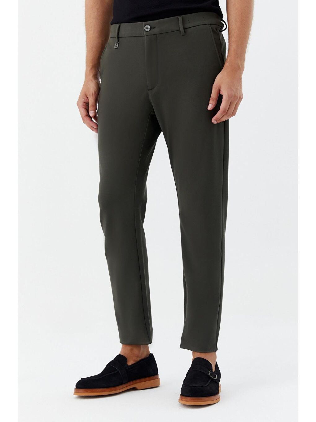 Petrol Regular Fit Fermuar Detaylı Erkek Pantolon-1