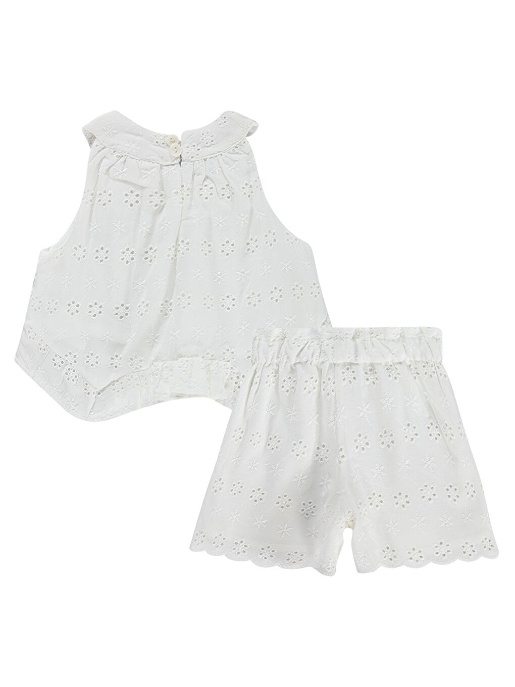 Baby Brodeli Şortlu 6-18 Ay Takım - Kırık Beyaz-2