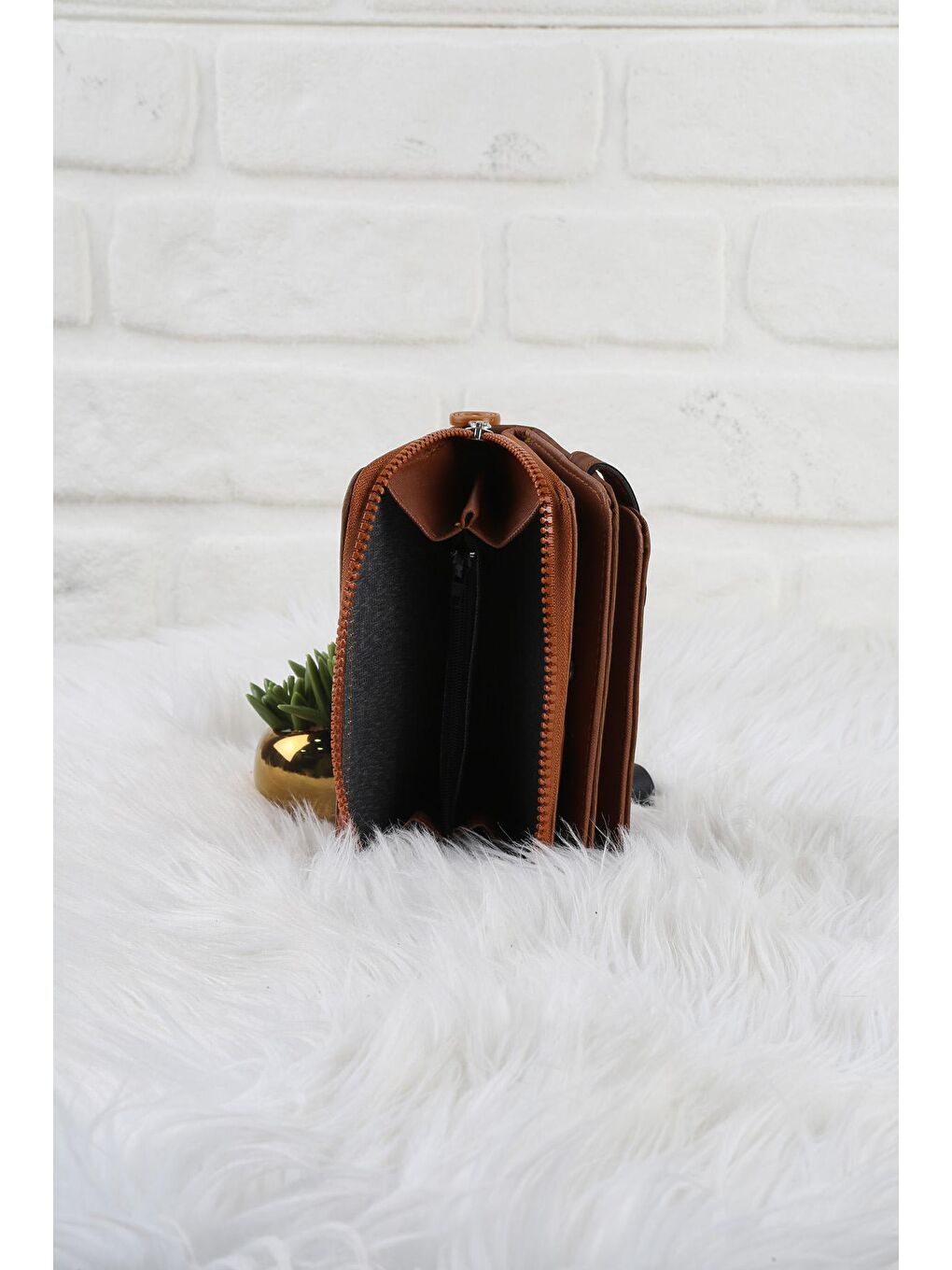 Kahverengi Baskılı Cüzdan/Para Çantası-3