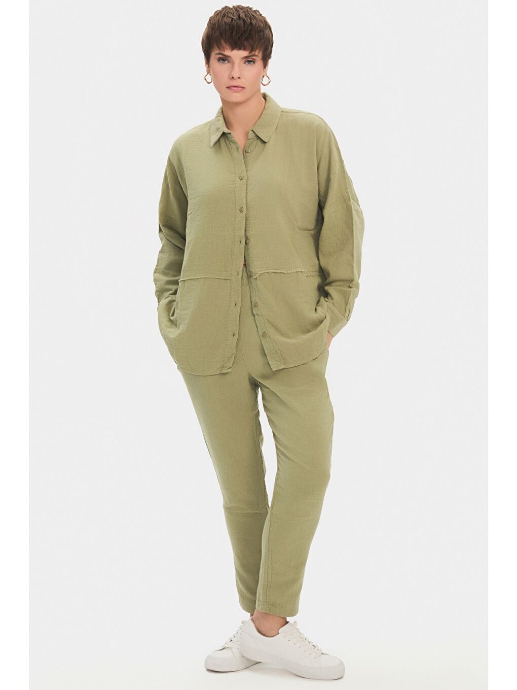 Haki Gömlek Pantolon Takım