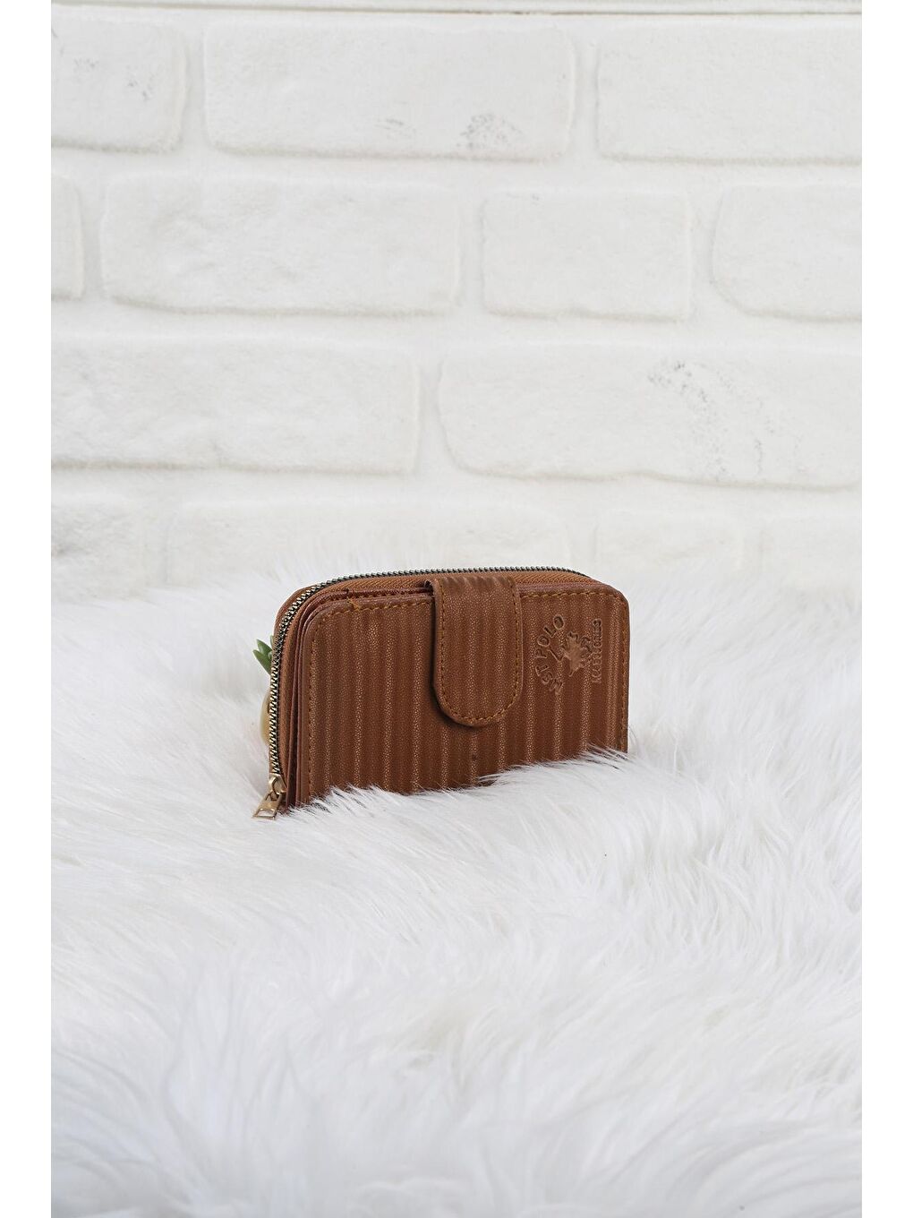 Kahverengi Çizgi Desenli Cüzdan/Para Çantası-1