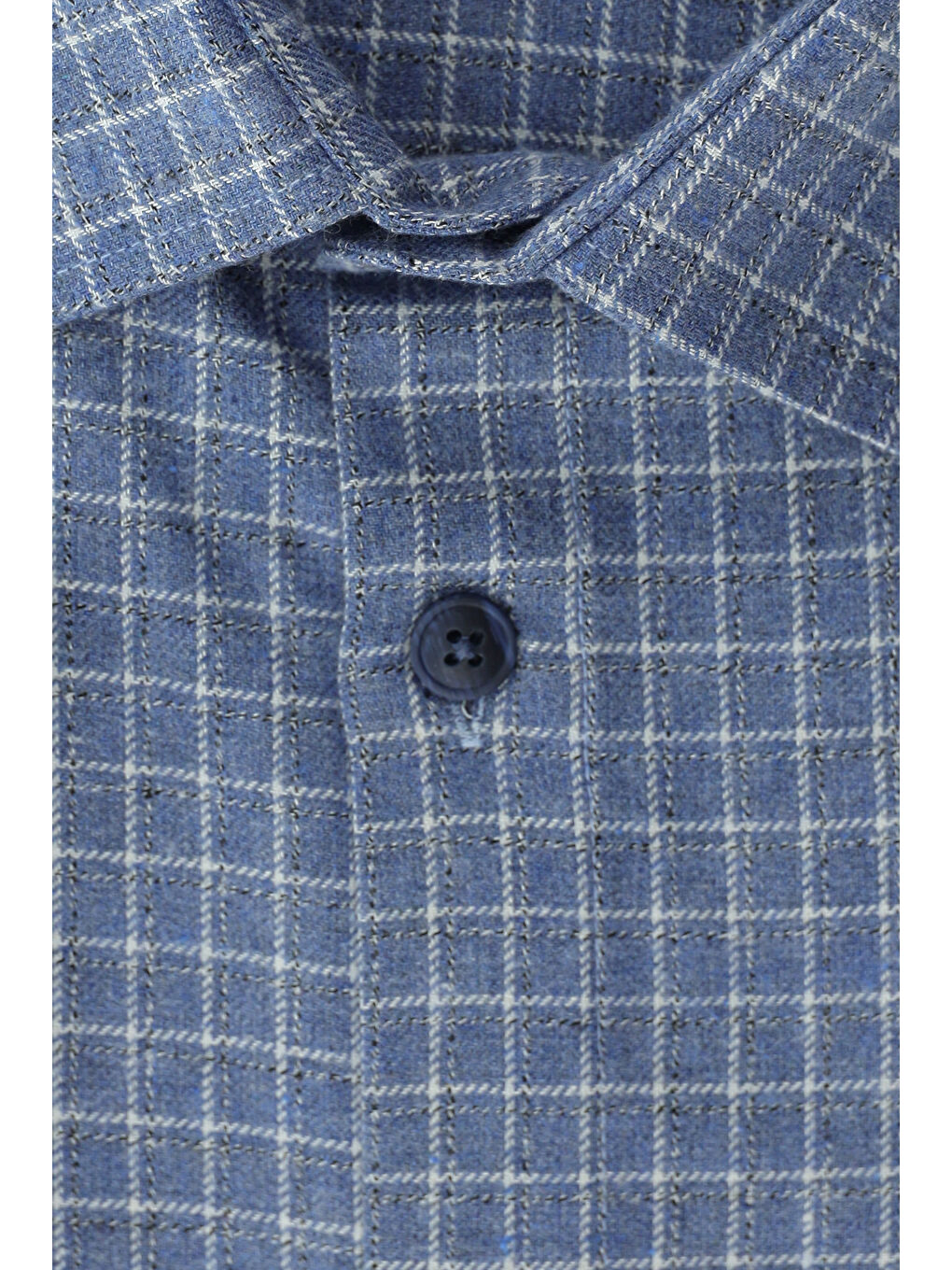 Mavi Uzun Kol Ekose Pamuklu Kolay Ütülenebilir Oduncu Büyük Beden Oduncu Gömlek-1