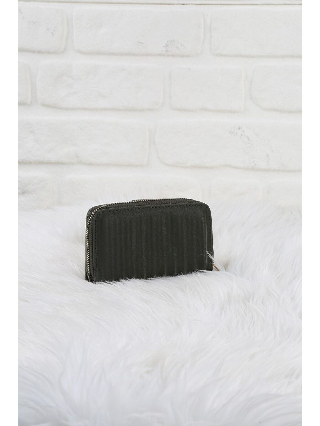 Haki Çizgi Desenli Cüzdan/Para Çantası-3