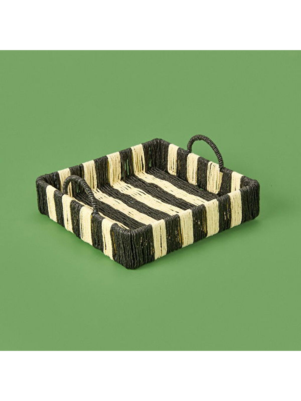 Ekru Deco Acerra Dekoratif Tepsi - Siyah / Krem - 22x22x5 cm