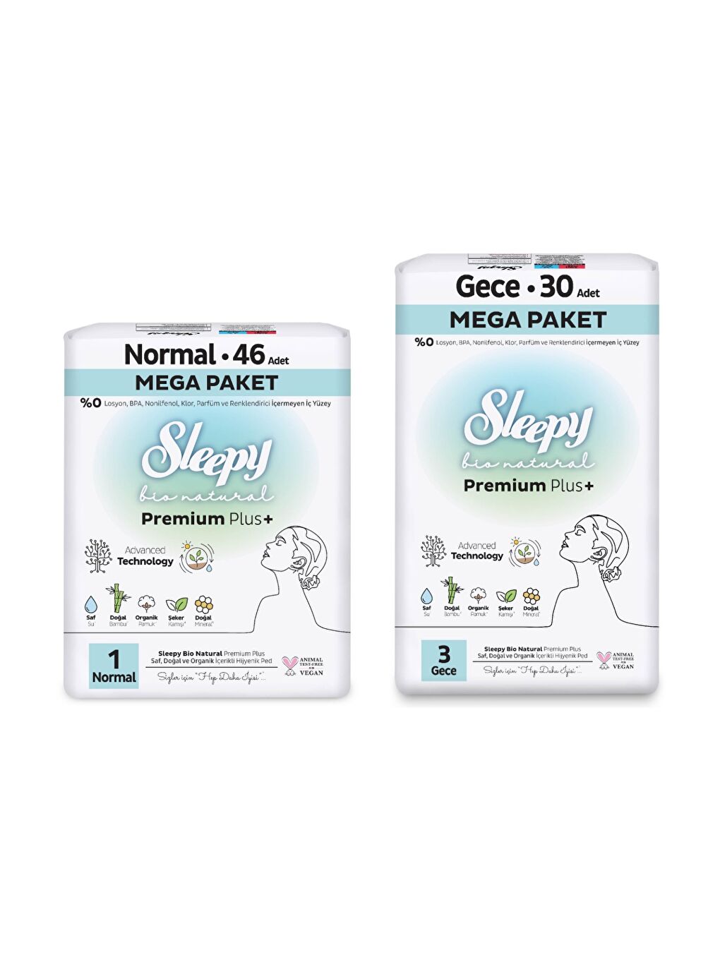 Bio Natural Premium Plus Hijyenik Ped Mega Paket Normal 46 Adet+Gece 30 Adet+Cüzdan Hediyeli-1