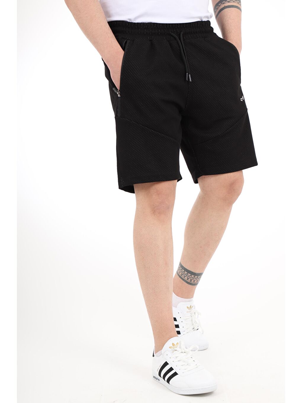 Siyah Fermuar Cepli Kırçıllı Spor Erkek Şort 7046