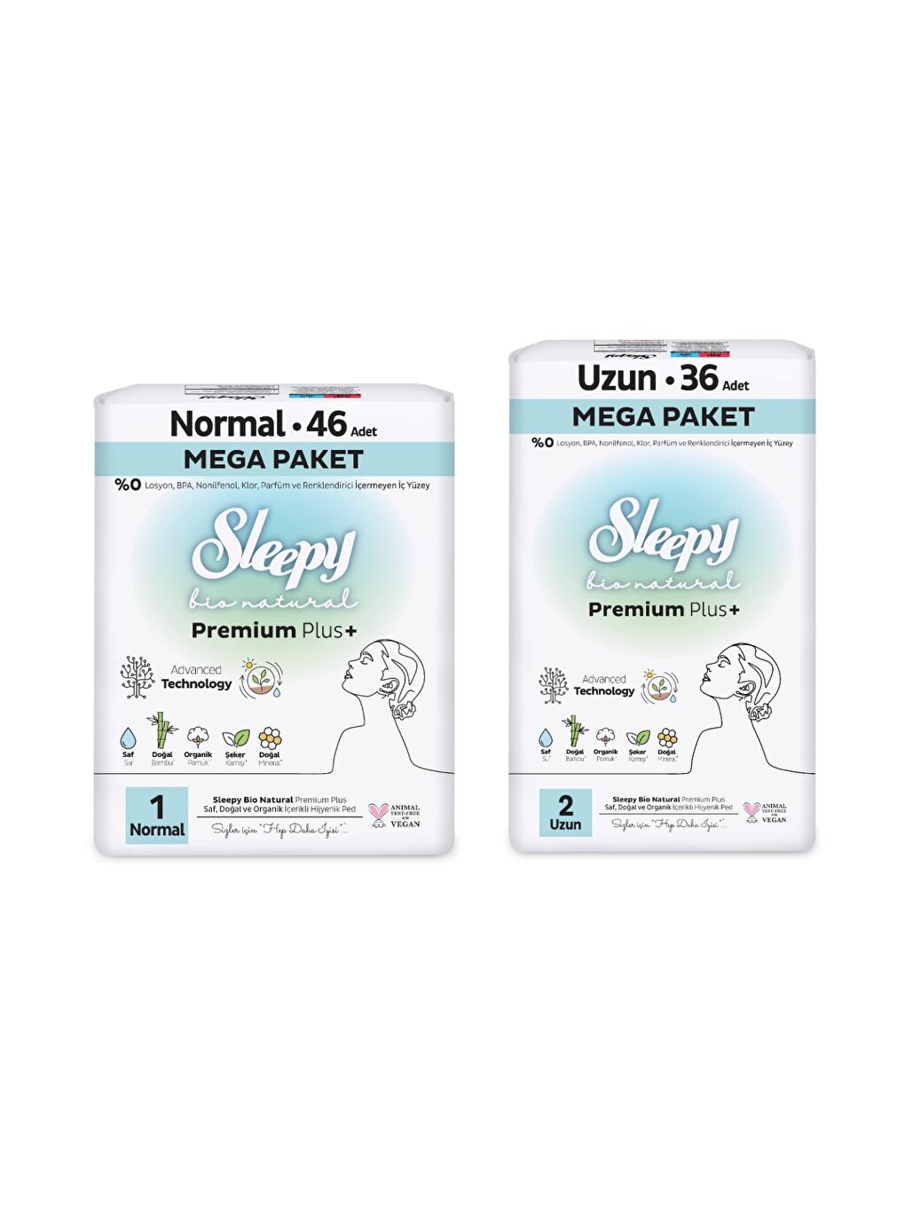 Bio Natural Premium Plus Hijyenik Ped Mega Paket Normal 46 Adet+Uzun 36 Adet+Cüzdan Hediyeli-1