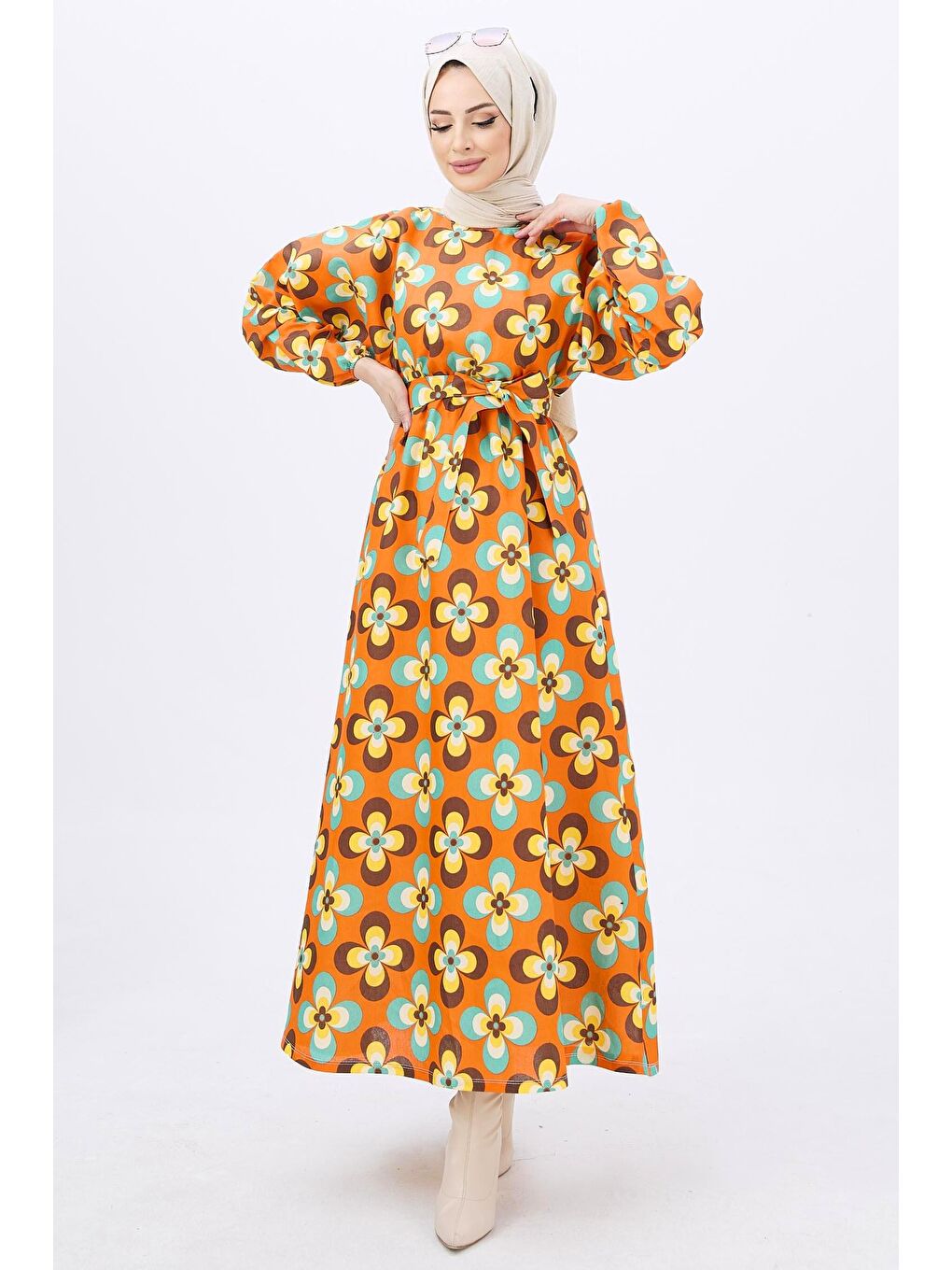 Bisiklet Kadın Turuncu Elbise - 11065