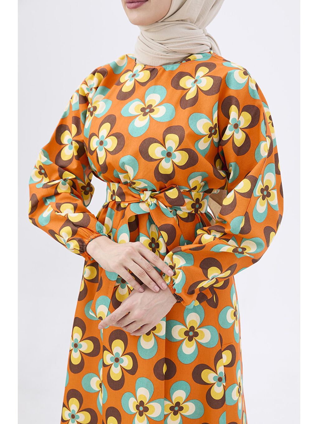 Bisiklet Kadın Turuncu Elbise - 11065-3