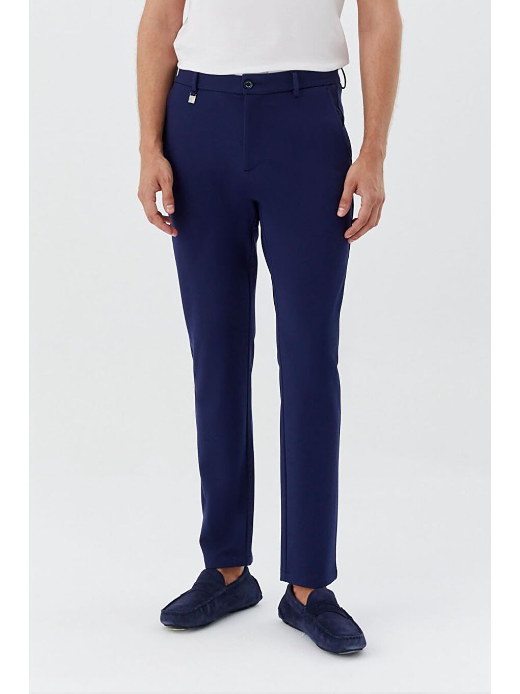 Regular Fit Fermuar Detaylı Erkek Pantolon Koyu Lacivert