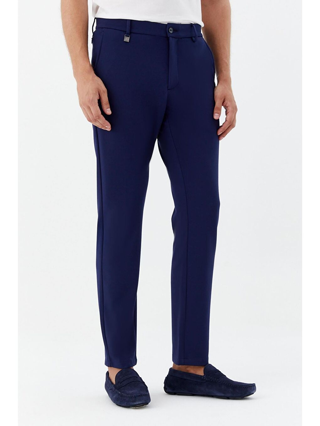 Regular Fit Fermuar Detaylı Erkek Pantolon Koyu Lacivert-2