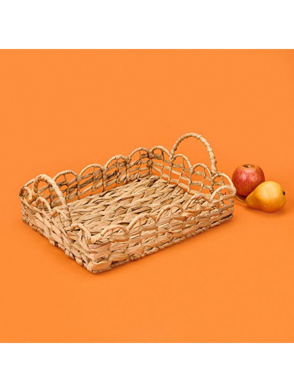 Su Sümbülü Dekoratif Tepsi - Kahverengi - 35x28 cm-1