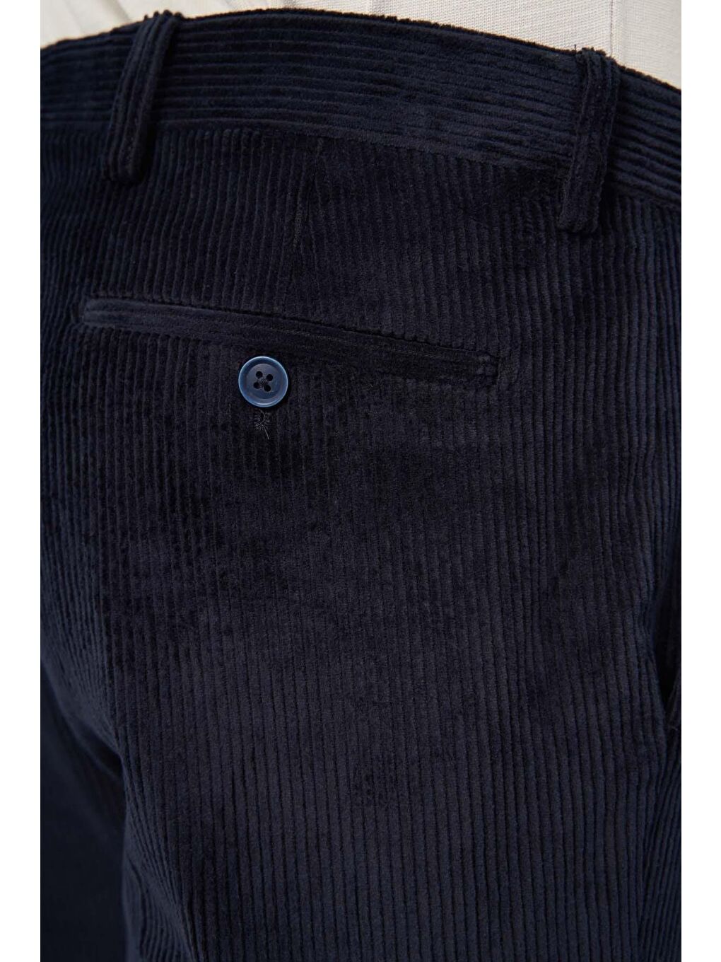 Koyu Lacivert Pamuklu Yandan Cepli Comfort Fit Kadife Erkek Pantolon 1003245160-3