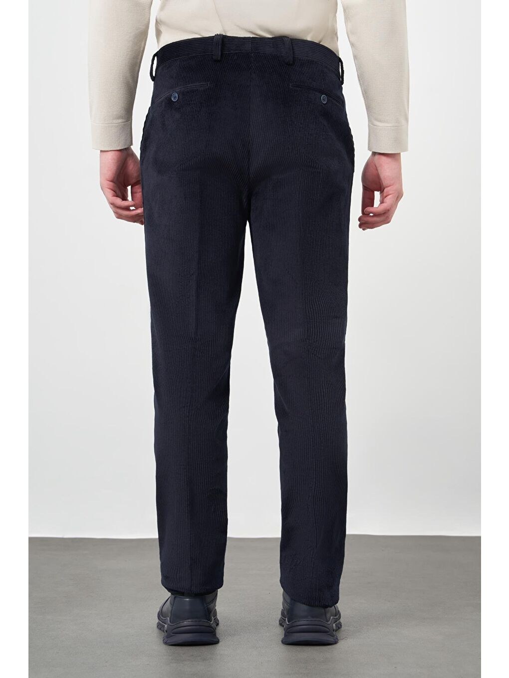Koyu Lacivert Pamuklu Yandan Cepli Comfort Fit Kadife Erkek Pantolon 1003245160-4