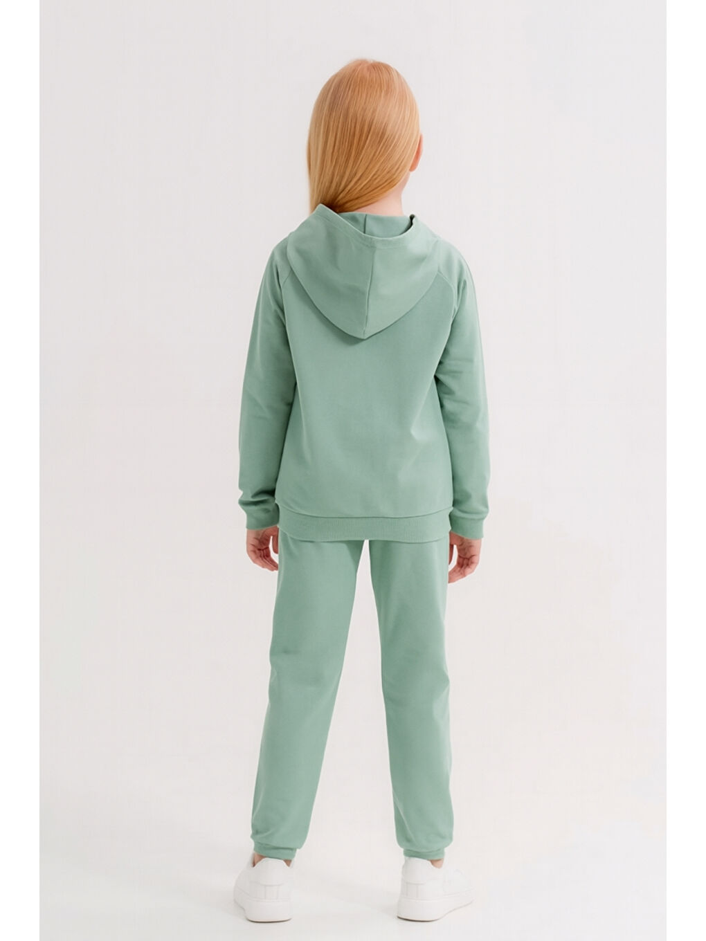 Yeşil Kız - Erkek Çocuk Basic Fermuarlı Okul Eşofman Takımı Ak0785-3