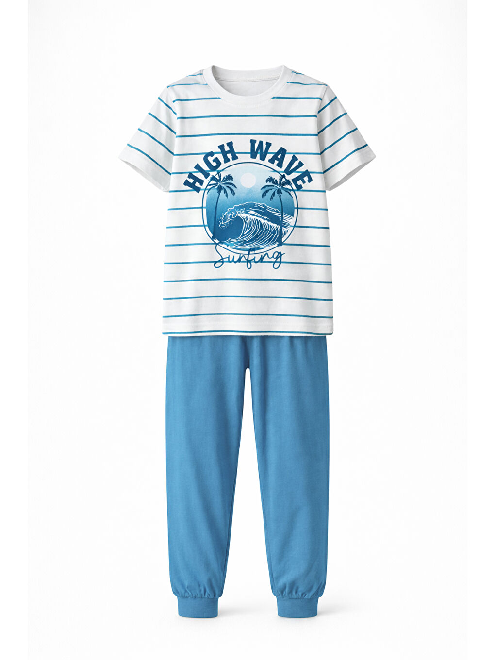 Erkek Çocuk Pamuk Penye Pijama Takımı 4277 Mavi01