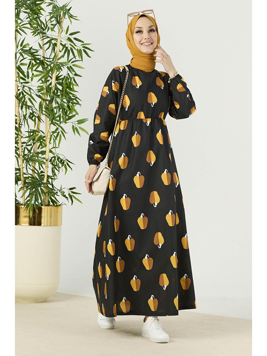 Bisiklet Yaka Kadın Siyah Elbise - 11061-1