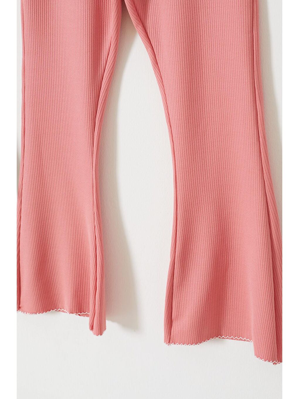 Fitilli Kalp Nakışlı İspanyol Paça Kız Çocuk 2'li Tayt Siyah-Somon 18214-2