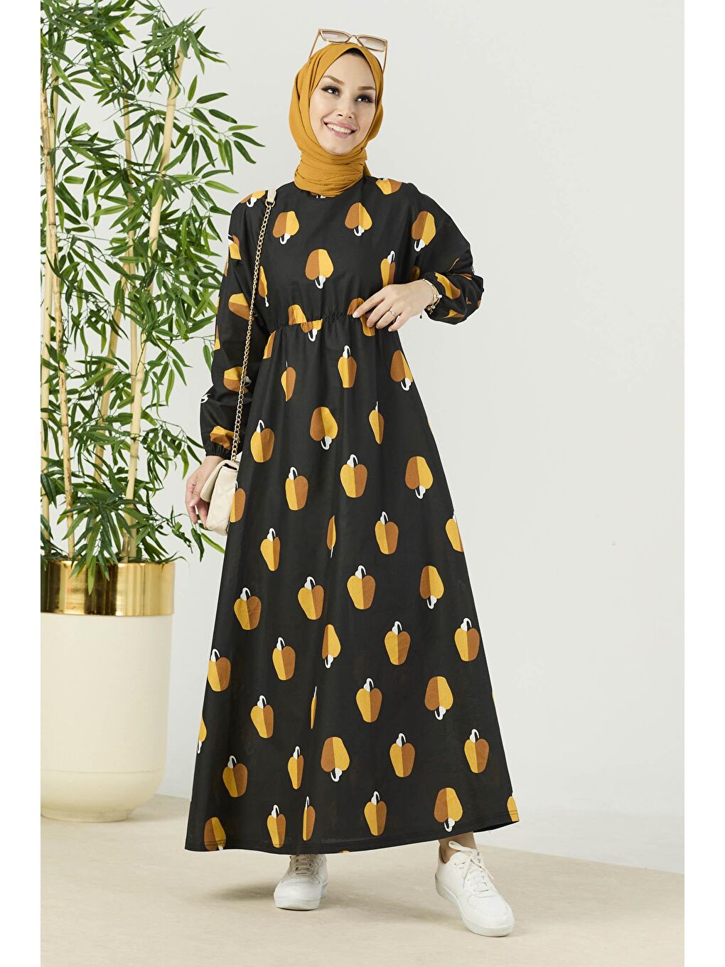 Bisiklet Yaka Kadın Siyah Elbise - 11061-3