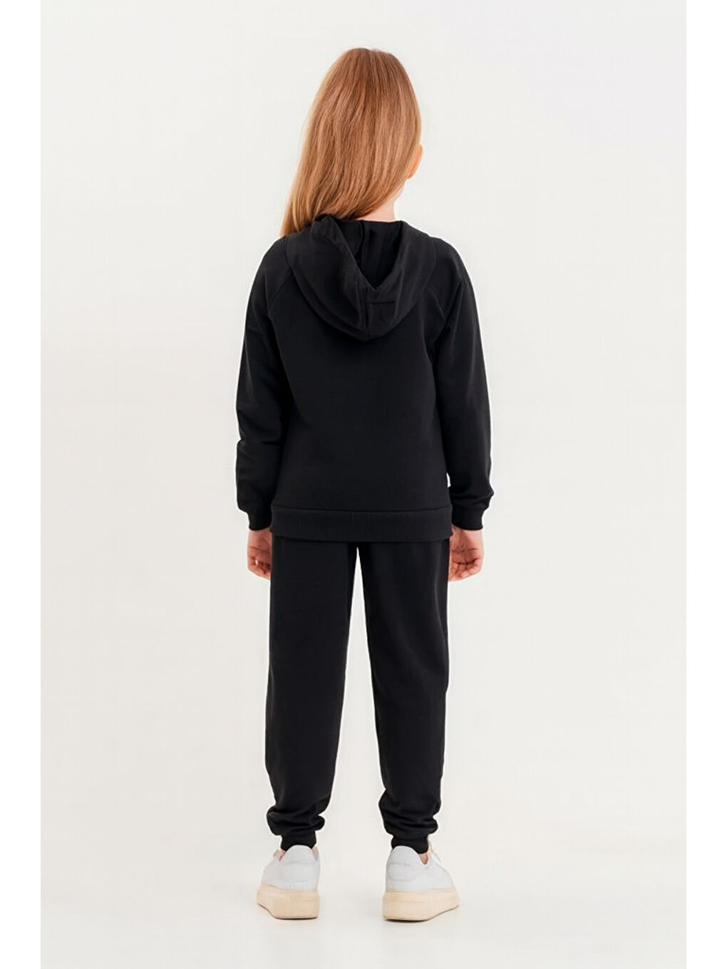 Siyah Kız - Erkek Çocuk Basic Fermuarlı Okul Eşofman Takımı Ak0785-4