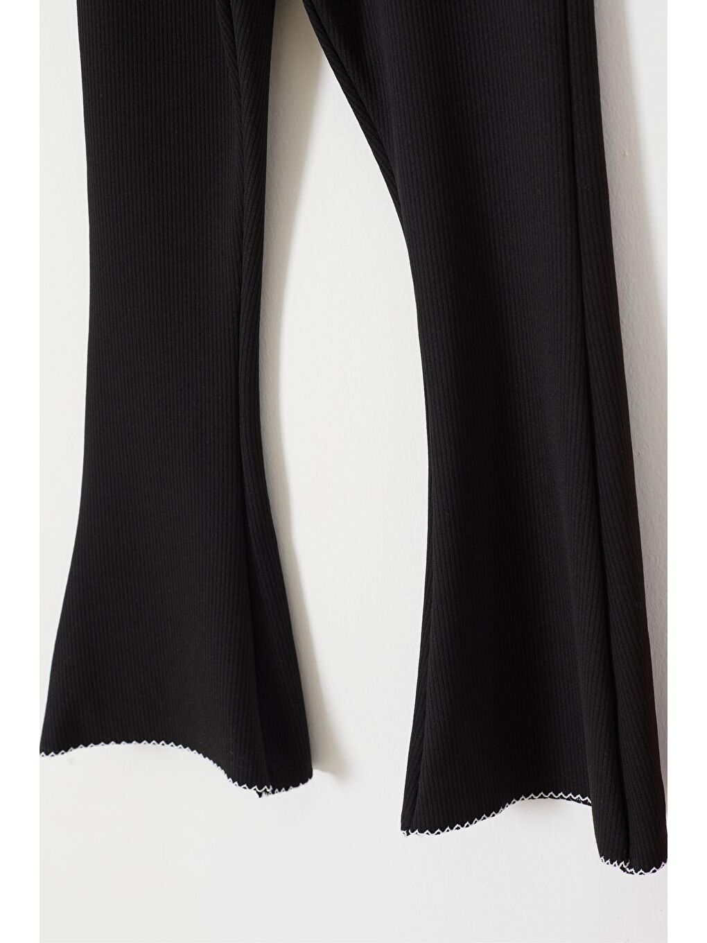 Fitilli Kalp Nakışlı İspanyol Paça Kız Çocuk 2'li Tayt Siyah-Somon 18214-4