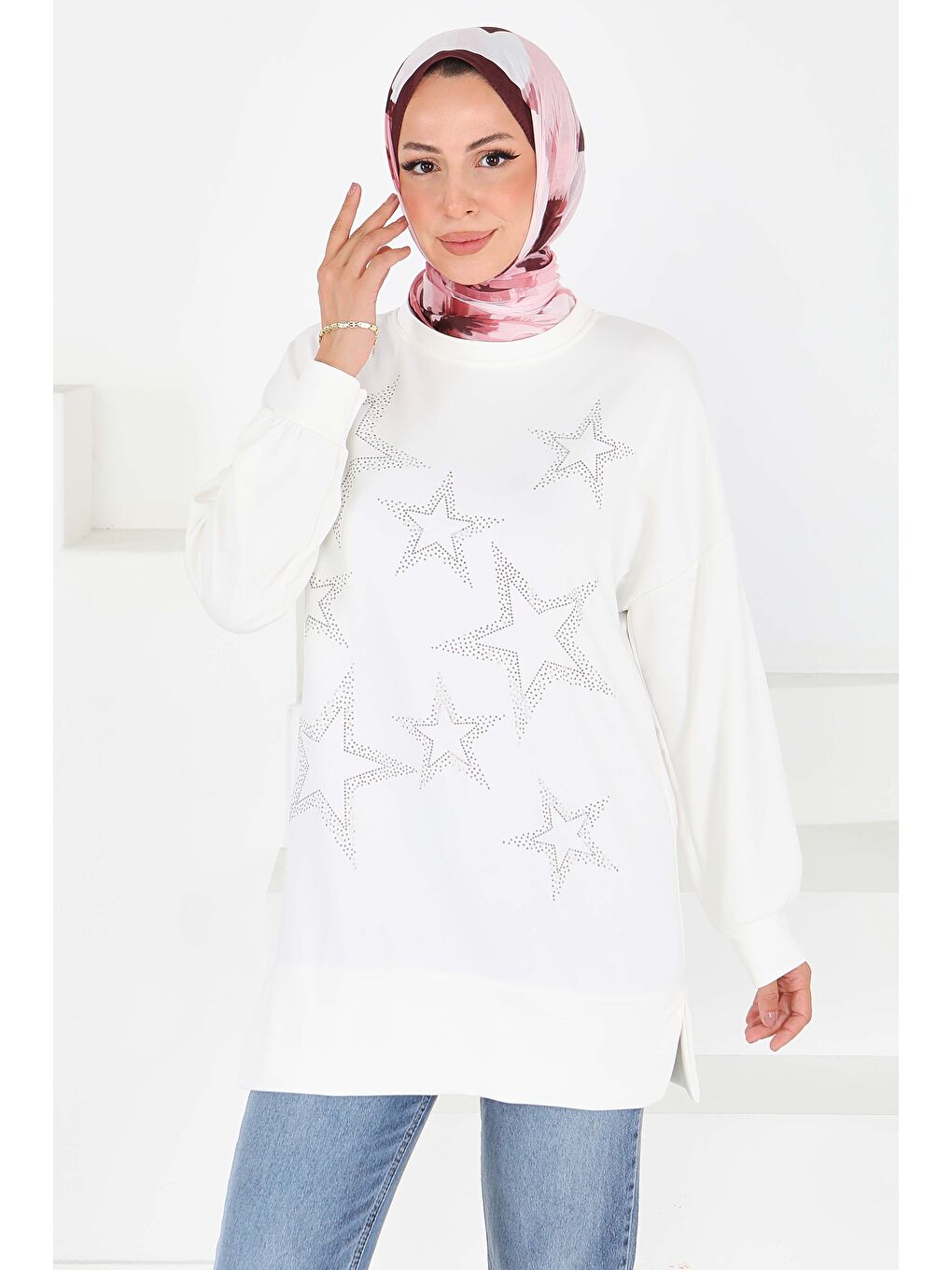 Yıldız Taş Detaylı Oysho Tunik Beyaz - 27673-1
