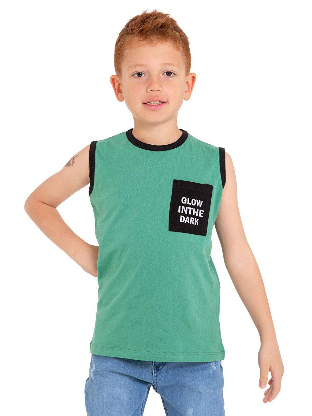 Yeşil Glow Inthe Dark Baskılı Cagla Yesil Renk Erkek Cocuk Atlet