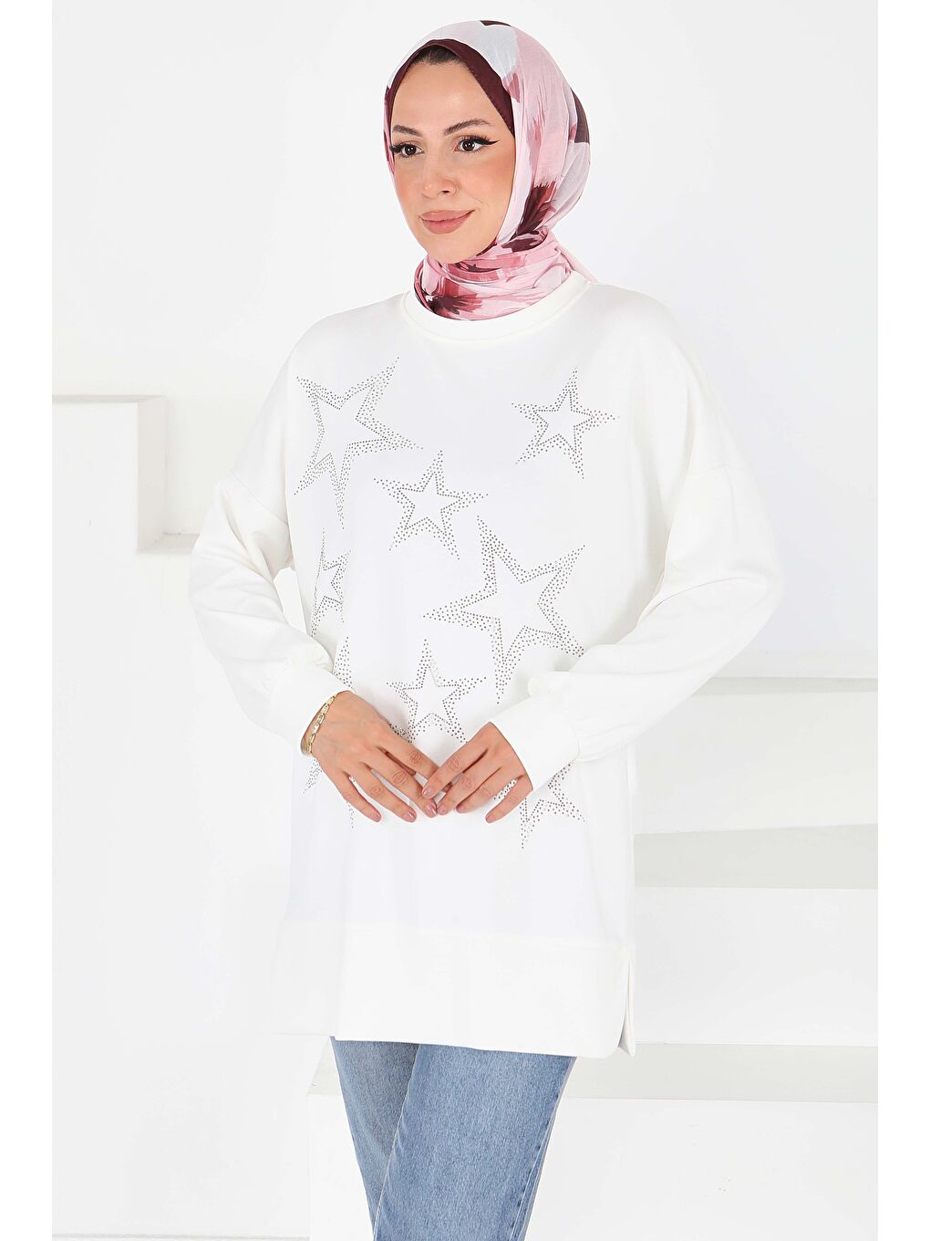 Yıldız Taş Detaylı Oysho Tunik Beyaz - 27673-2