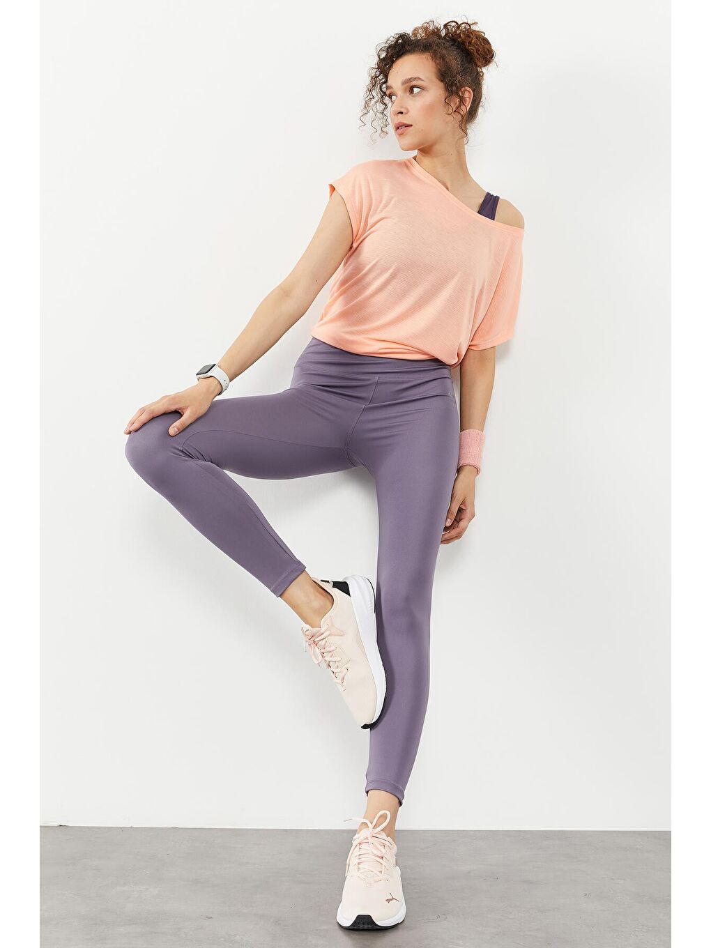 Mor Eflatun Yüksek Bel Streç Slim Fit Dar Paça Kadın Tayt - 94545