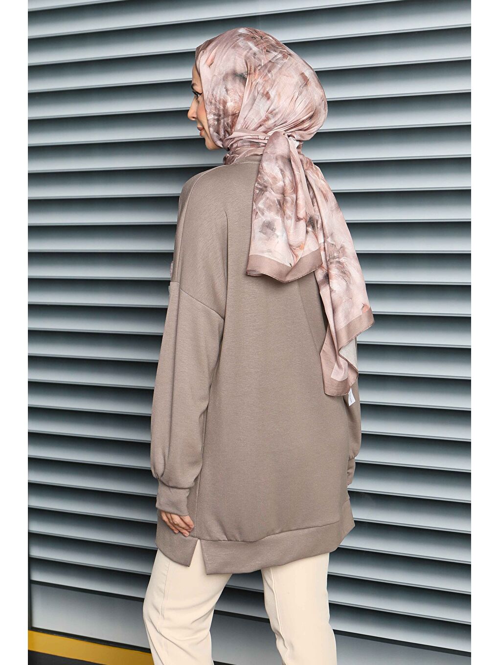 Bej Çiçek İşlemeli Oysho Tunik Vizon - 27672-4