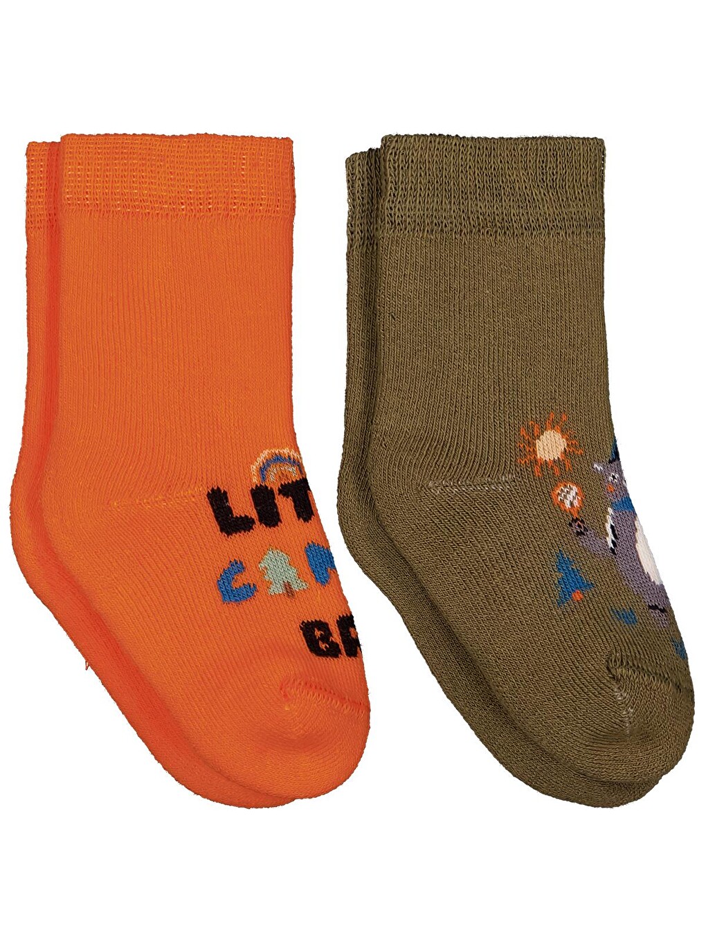 Beyaz Baby Little Camper Havlu 6-18 Ay 2'li Bebek Erk Çorap Set - Standart-1