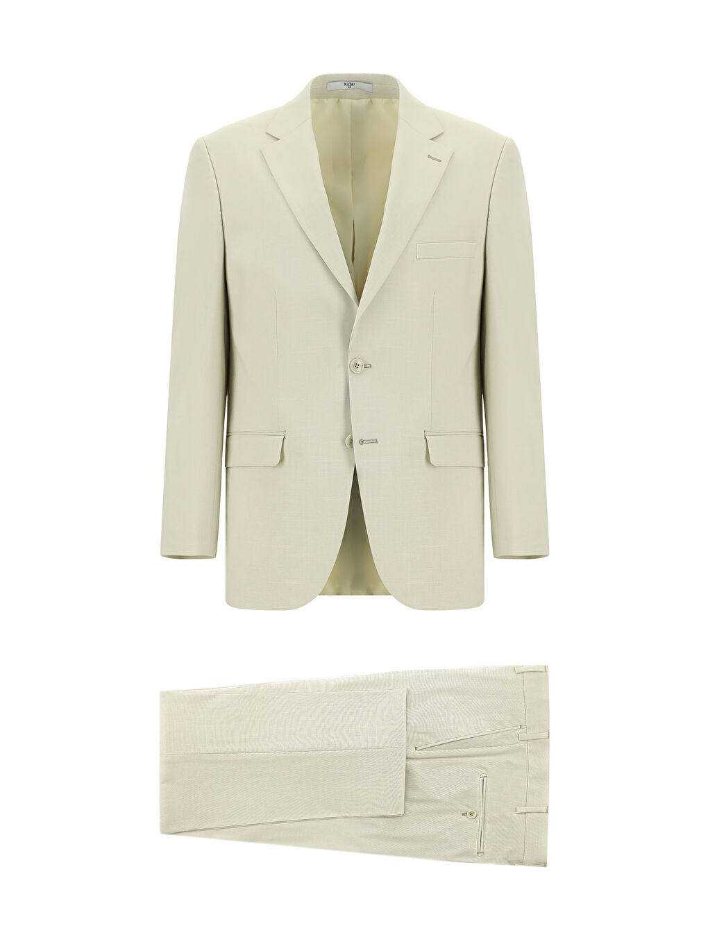 Bej 4 Drop Relaxed Fit Rahat Kesim Desenli Takım Elbise