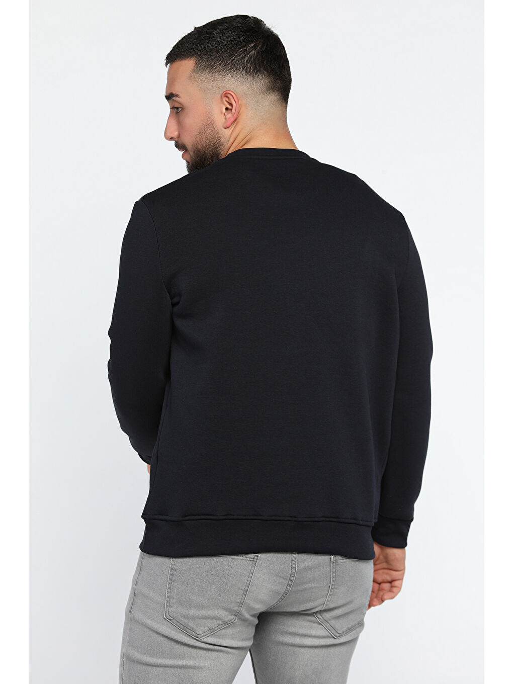 Mishar İtalia Lacivert Erkek Yazı Baskılı Şardonlu Üç İplik Sweatshirt - 2