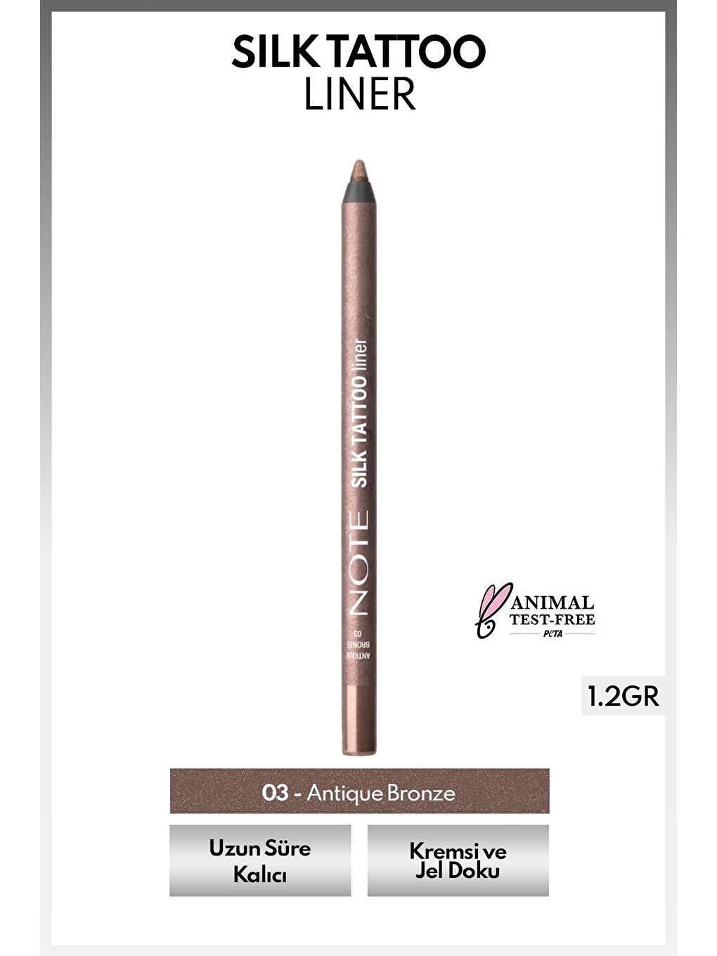 Silk Tattoo Liner Suya Dayanıklı İpeksi Jel Göz Kalemi - 03 Antique Bronze - Bronz (Işıltılı)