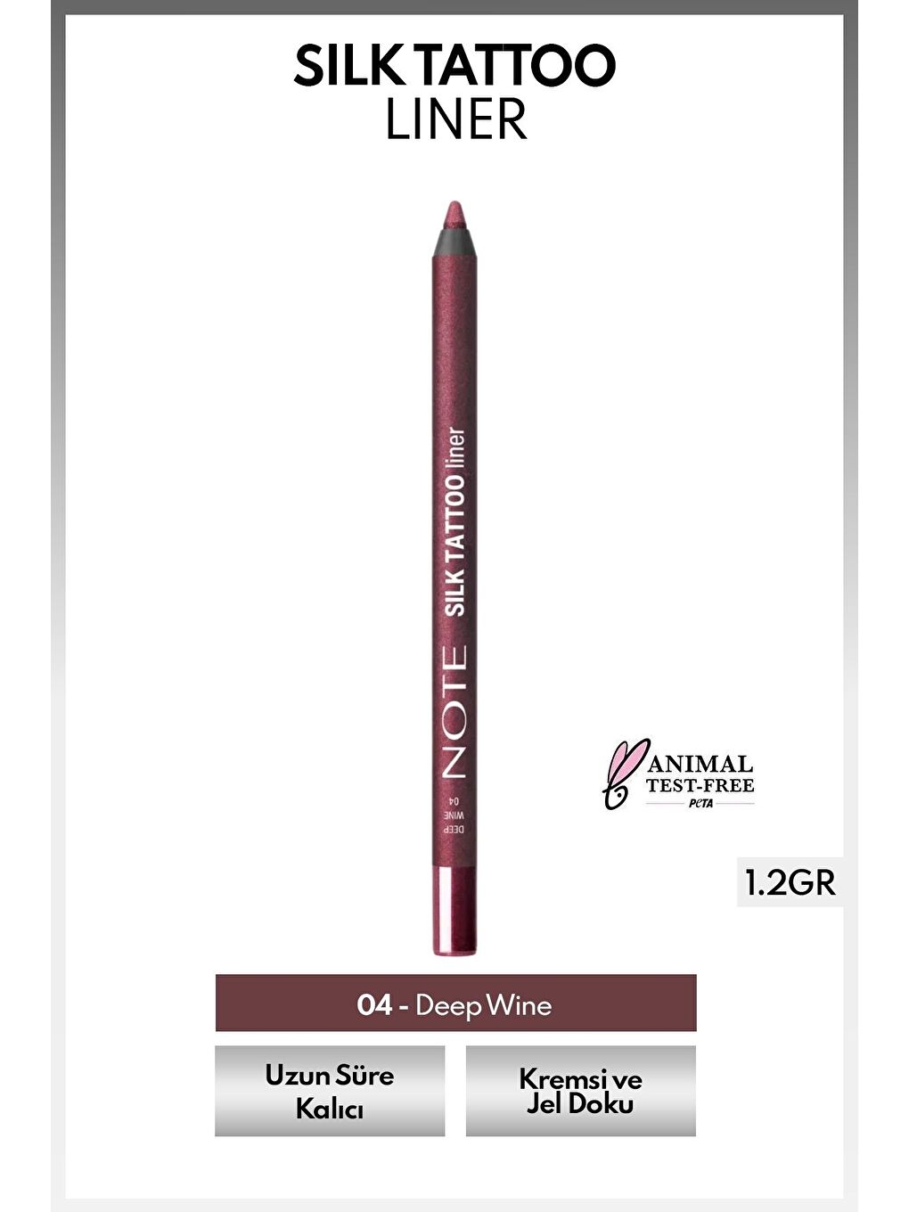 Silk Tattoo Liner Suya Dayanıklı İpeksi Jel Göz Kalemi - 04 Deep Wine - Bordo (Mat)
