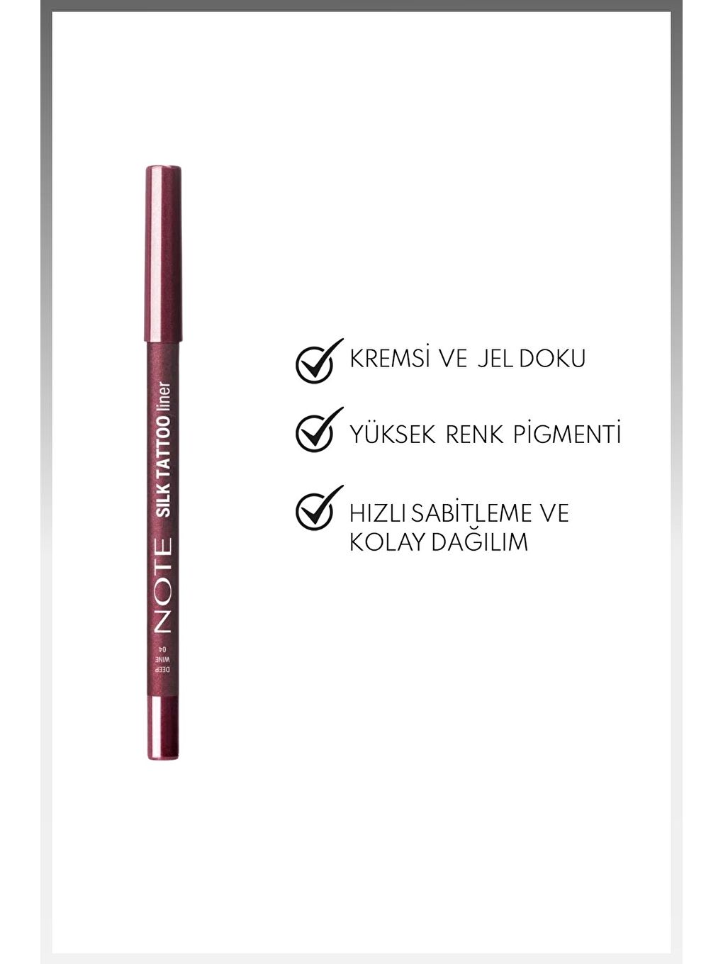 Silk Tattoo Liner Suya Dayanıklı İpeksi Jel Göz Kalemi - 04 Deep Wine - Bordo (Mat)-1