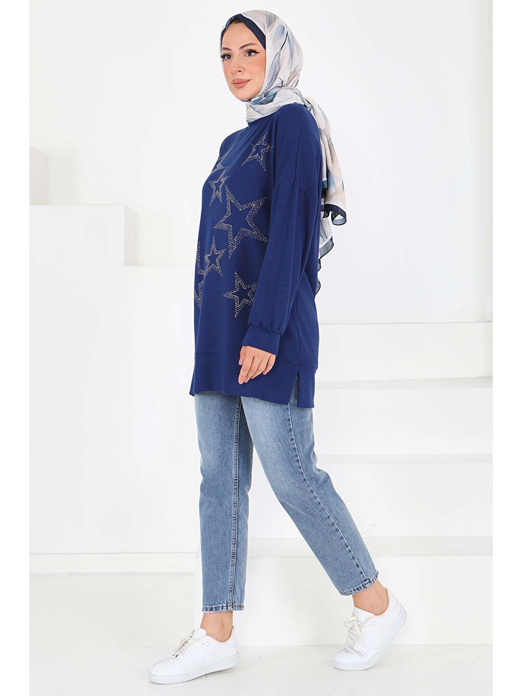 Yıldız Taş Detaylı Oysho Tunik Lacivert - 27673-1