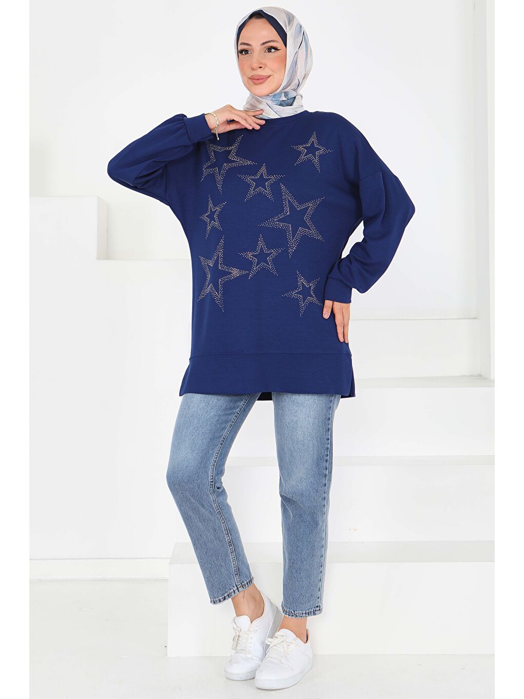 Yıldız Taş Detaylı Oysho Tunik Lacivert - 27673-2