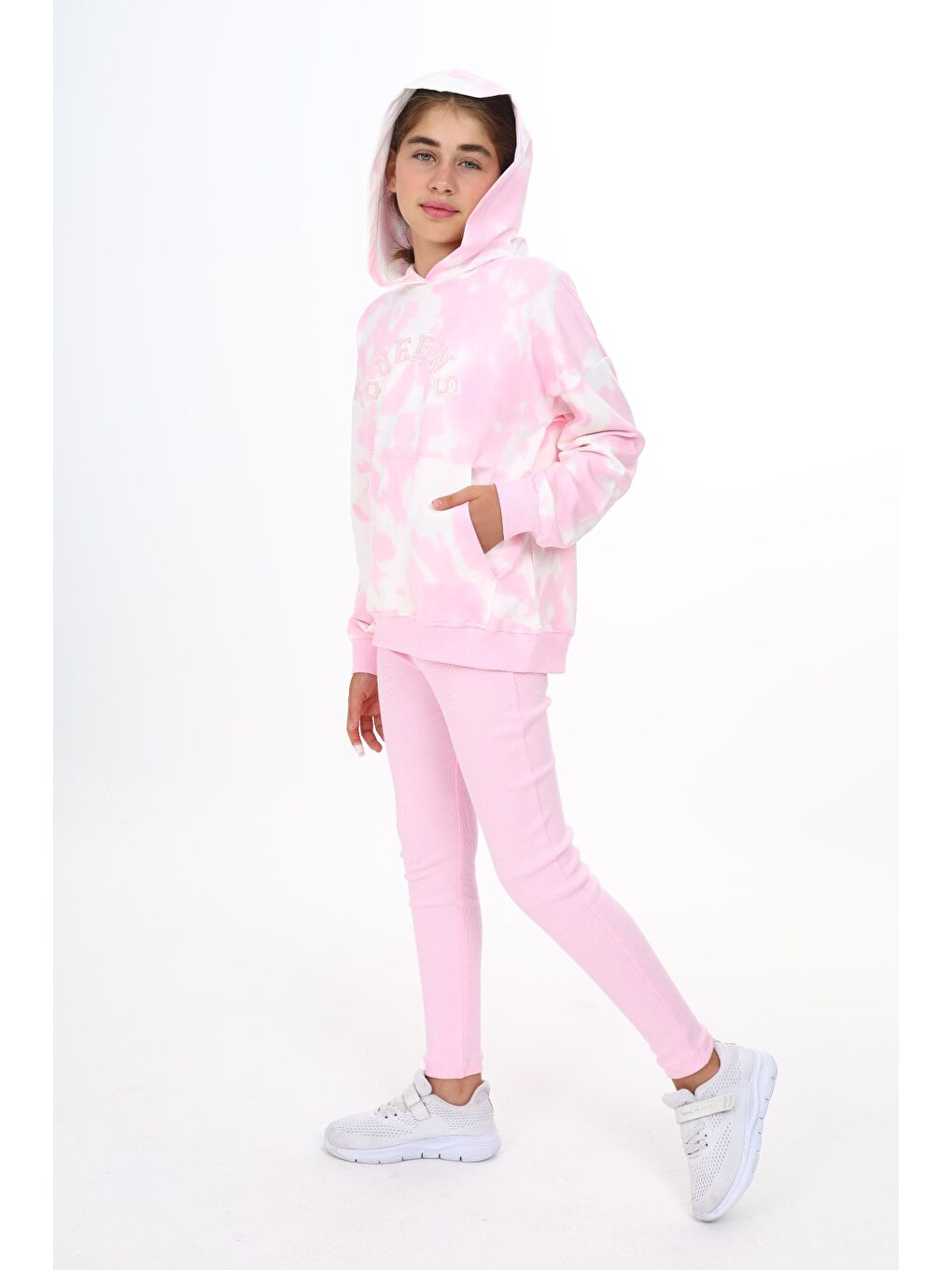 Toontoykids Pembe Kız Çocuk Batik Desenli Taytlı Takım - 1