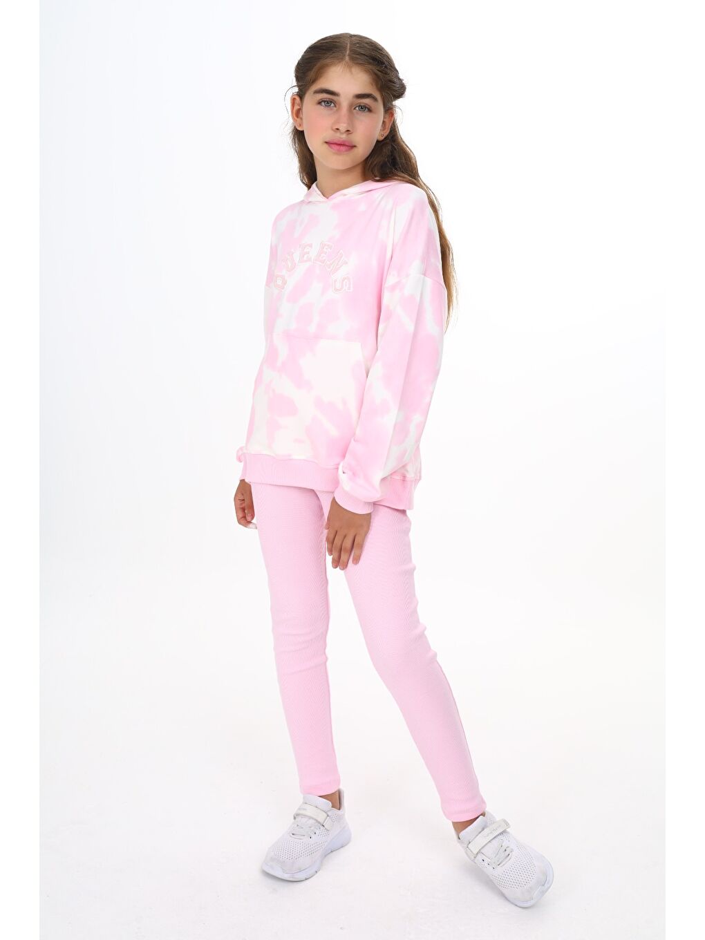 Toontoykids Pembe Kız Çocuk Batik Desenli Taytlı Takım - 3